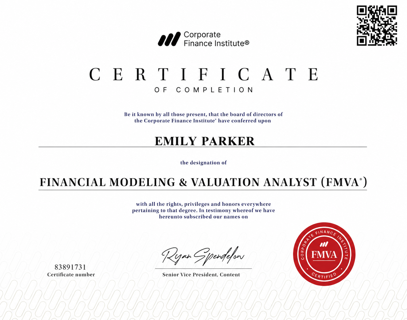FMVA certificate